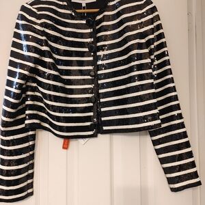 Veronica Beard Black and White Sequin Jacket